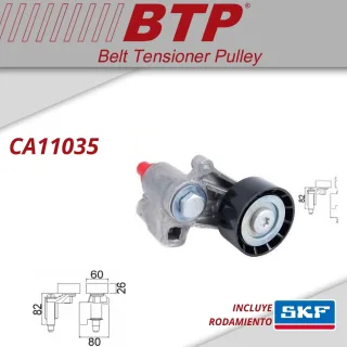 TENSOR POLY V PEUGEOT CON SOPORTE DE ALUMINIO 206,306 MOTOR 1.9D DW8 Y DW8B - 406 MOTOR 1.9D XUD9SD, XUD9TE Y 2.1 XUD11BTE, CITROEN BERLINGO MOTOR 1.9