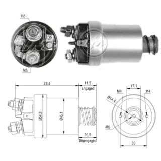 SOLENOIDE PARA ARRANQUE DUCELLIER VALEO DOGDE 1500 PEUGEOT 504-505 TENSION 12V EQUIVALENCIAS 606893 680559 680560 680566 NE355 NE361