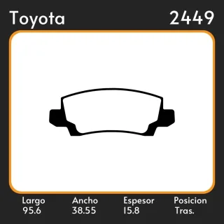 PASTILLAS DE FRENO  TOYOTA COROLLA  (_E12_) LAR. 95.6 ANC. 38.55 ESP. 15.8 POSC. TRAS. GUARDADO (780) EQUIVALENCIAS 44690 PD/512 3177 N/1334 4362 05P1