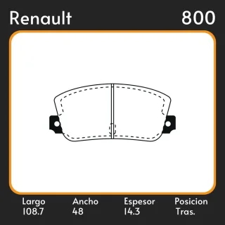 PASTILLAS DE FRENO  RENAULT FUEGO 89/ LAR. 108.7 ANC. 48 ESP. 14.3 POSC. TRAS. GUARDADO (305) EQUIVALENCIAS MAZFREN 3027 FRAS LE PD/320 FIMPEX 1102 LI