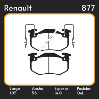 PASTILLAS DE FRENO  RENAULT EXPRESS 94/96 LAR. 105 ANC. 56 ESP. 14 POSC. DEL. GUARDADO (262) EQUIVALENCIAS MAZFREN 3043 FRAS LE PD/327 FIMPEX 1008 LPR