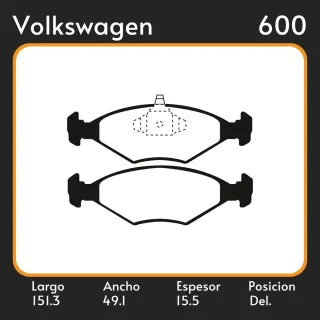 PASTILLAS DE FRENO  VOLKSWAGEN GOL - GOL COUNTRY 03/ LAR. 151.3 ANC. 49.1 ESP. 15.5 POSC. DEL. GUARDADO (751) EQUIVALENCIAS MAZFREN 3183 FRAS LE PD/51
