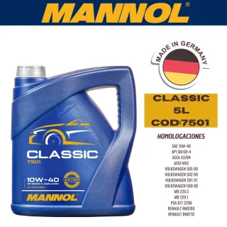 ACEITE SEMI-SINTETICO MANNOL 10W40 5L CLASSIC CAJA (X4U) API SN/CH-4 - ACEA A3/B4
