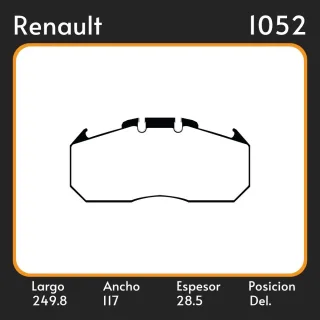 PASTILLAS DE FRENO RENAULT   VOLVO B 9 - SERIES 05/ LAR. 249.8 ANC. 117 ESP. 28.5 POSC. TRAS. GUARDADO (973) EQUIVALENCIAS 3185 PD/129 05P823 43850