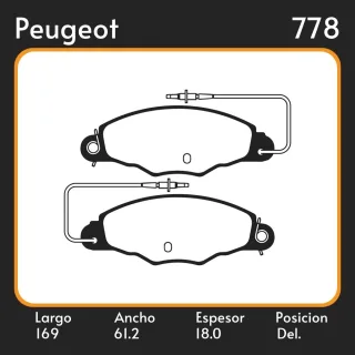 PASTILLAS DE FRENO  PEUGEOT 406 BERLINA/COUPE/STATION WAGON (11/95-) LAR. 169 ANC. 61.2 ESP. 18 POSC. DEL. GUARDADO (533) EQUIVALENCIAS LITTON 38960 F