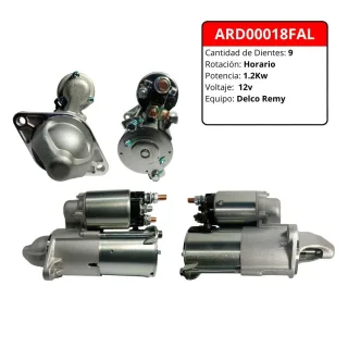 MOTOR DE ARRANQUE DELCO REMY CHEVROLET COBALT CORSA CRUZE MERIVA SONIC SPIN / FIAT DOBLO PALIO STILO STRADA DIENTES 9 VOLTS 12V SENTIDO HORARIO POTENC