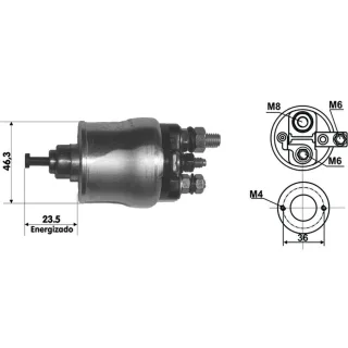 SOLENOIDE DELCO REMY 12V. CHEVROLET AVEO (2 AGUJEROS)