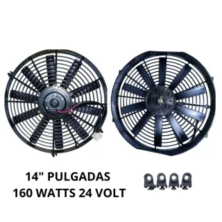ELECTROVENTILADOR UNIVERSAL 14" 160W 24V ASP/SOP HORARIO/ ANTIHORARIO IMPORTADO EQUIVALENCIA = EV907