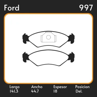 PASTILLAS DE FRENO  FORD FIESTA IV (JA. JB)(01/96-11/01) LAR. 141.3 ANC. 44.7 ESP. 18 POSC. DEL. GUARDADO (501) EQUIVALENCIAS FRAS LE PD/55 LITTON 382