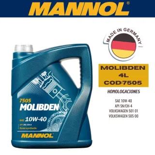 ACEITE SEMI-SINTETICO MANNOL  10W40 4L MOLIBDEN CAJA (X4U) API SN/CH4 - ACEA A3/B4