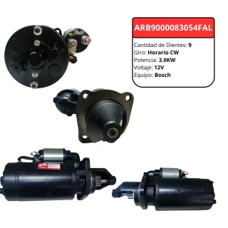 MOTOR ARRANQUE BOSCH MERCEDES BENZ 608 709 710 912 1114 1215 1615 1620 12V 3.0KW GIRO DERECHO 9 DIENTES 900083054 1358048 1359043 1359084 986011240 98