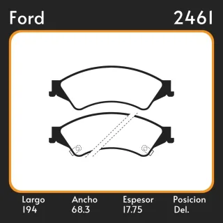 PASTILLAS DE FRENO  FORD RANGER 2.5 - 3.2 4WD 12/ LAR. 194.05 ANC. 68.3 ESP. 17.75 POSC. DEL. GUARDADO (1082) EQUIVALENCIAS 3228 PD/1434 1937 221676D 