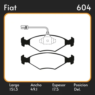 PASTILLAS DE FRENO  FIAT PALIO SEDAN/WEEKEND (178BX)(178DX)(04/96-) LAR. 151.3 ANC. 49.1 ESP. 17.5 POSC. DEL. GUARDADO (526) EQUIVALENCIAS MAZFREN 308