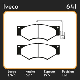 PASTILLAS DE FRENO  IVECO DAILY-GRINTA 12 59.12 99/  LAR. 174.3 ANC. 69.3 ESP. 19.5 POSC. DEL. GUARDADO (505) EQUIVALENCIAS MAZFREN 3122 FRAS LE PD/42