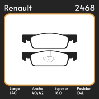 PASTILLAS DE FRENO  RENAULT CLIO IV LOGAN II LAR. 140 ANC. 40/42 ESP. 18 POSC. DEL. GUARDADO (1116) EQUIVALENCIAS 48100 PD/1483 3244 05P1702 1604 2255