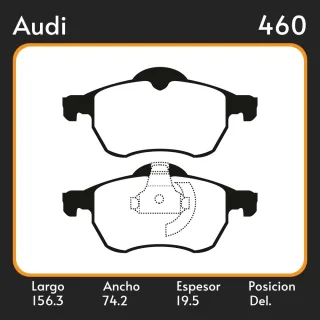 PASTILLAS DE FRENO AUDI A4 CHEVROLET VECTRA   CHEVROLET VECTRA 2.0 - 2.5 99/ LAR. 156.3 ANC. 74.2 ESP. 19.5 POSC. DEL. GUARDADO (550) EQUIVALENCIAS FI