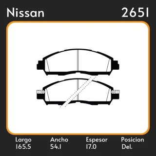 PASTILLAS DE FRENO NISSAN FRONTIER  RENAULT ALASKAN //  FRONTIER II 2.4 - 4.0 2014/  LAR. 165.5 ANC. 54.1 ESP. 17 POSC. DEL. GUARDADO 1155 EQUIVALENCI