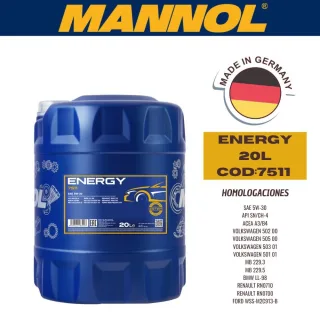 ACEITE SINTETICO MANNOL 5W30 20L ENERGY CAJA (X1U) API SN/CH-4 - ACEA A3/B4