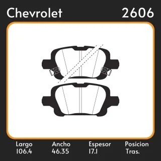 PASTILLAS DE FRENO  CHEVROLET  ASTRA / CRUZE 5 1.4 TURBO LT - LTZ 
 LAR. 106.4 ANC. 46.35 ESP. 17.1 POSC. TRAS. GUARDADO 1161