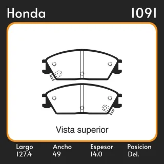 PASTILLAS DE FRENO  HONDA ACCORD II 1.6 - 1.8 83/85 LAR. 127.4 ANC. 49 ESP. 14 POSC. DEL. GUARDADO (93) EQUIVALENCIA 3157 PD/382 1098 05P542 39621