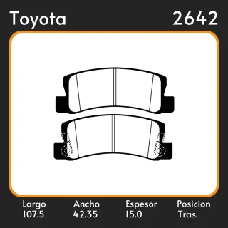 PASTILLAS DE FRENO  TOYOTA  CAMRY -CELICA- COROLLA 90/94  LAR. 107.5 ANC. 42.35 ESP. 15 POSC. TRAS. GUARDADO 223 EQUIVALENCIAS FRAS LE  PD/682   LPR  