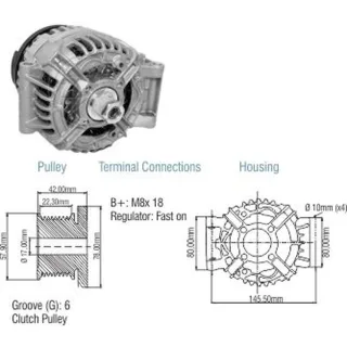 ALTERNADOR RENAULT CLIO/ KANGOO 2000-2001 1.6/MEGANE/LAGUNA/SCENIC 12V 98AMP