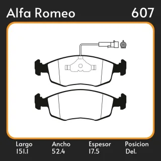 PASTILLAS DE FRENO ALFA ROMEO 145-146   FIAT TEMPRA 16V 95/- 8V 95/ -  TURBO 94 / LAR. 151.1 ANC. 52.4 ESP. 17.5 POSC. DEL. GUARDADO (328) EQUIVALENCI
