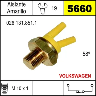 TERMOVALVULA VW GOL SAVEIRO 91' AL 94' AMARILLO 58 GRADOS