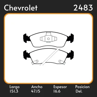 PASTILLAS DE FRENO  CHEVROLET ONIX  -COBALT  - PRISMA    1.0 - 1.4 8V -  LAR. 151.3 ANC. 47.15 ESP. 16.6 POSC. DEL. GUARDADO (1061) EQUIVALENCIAS 3237