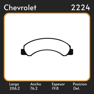 PASTILLAS DE FRENO CHEVROLET W4   RENAULT NPR - CAMION 98/ LAR. 206.2 ANC. 76.2 ESP. 19.8 POSC. DEL. GUARDADO (597) EQUIVALENCIAS FIMPEX 4809 PD/624 0