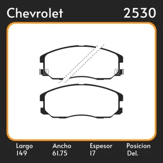 PASTILLAS DE FRENO  CHEVROLET CAPTIVA 2.2 - 2.4 - 3.2 06/… LAR. 149 ANC. 61.75 ESP. 17 POSC. DEL. GUARDADO (928) EQUIVALENCIAS 46520 PD/711 4712 N/371