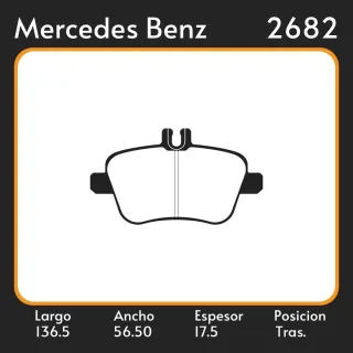 PASTILLAS DE FRENO M BENZ CLASE A 160 - 180 - 200 - 250 CDI 13/ ALTO 56,50 ANCHO 136,50 ESTIMADOR 17,50 POSICION TRASERA 1121