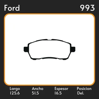 PASTILLAS DE FRENO  FORD FIESTA KINETIC 10/ LAR. 125.6 ANC. 51.5 ESP. 16.5 POSC. DEL. GUARDADO (1044) EQUIVALENCIAS MAZFREN 3229 FRAS LE PD/1097 FIMPE