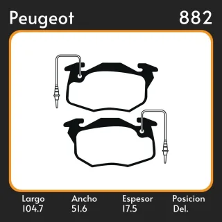 PASTILLAS DE FRENO  PEUGEOT 106 II (1)(05/96-) LAR. 104.7 ANC. 51.6 ESP. 17.5 POSC. DEL. GUARDADO (483) EQUIVALENCIAS MAZFREN 3031 FRAS LE PD/522-E FI