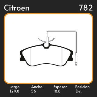 PASTILLAS DE FRENO CITROEN   PEUGEOT PARTNER MPV/BUS 1.1 - 1.4 - 1.6 - 1.8 - 2.0 96/ LAR. 129.8 ANC. 56 ESP. 18.8 POSC. DEL. GUARDADO (471) EQUIVALENC