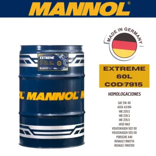 ACEITE SINTETICO MANNOL 5W40 60L EXTREME CAJA (X1U) API SN/CH-4 - ACEA A3/B4