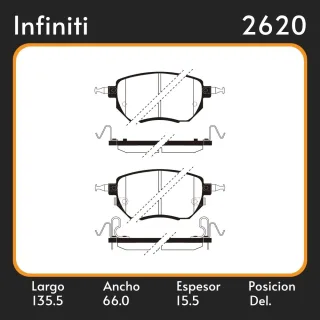 PASTILLAS DE FRENO  NISSAN MURANO  / ALTIMA  /  MAXIMA 03/… LAR. 135.5 ANC. 66 ESP. 15.5 POSC. DEL. GUARDADO 886 EQUIVALENCIAS 05P1342