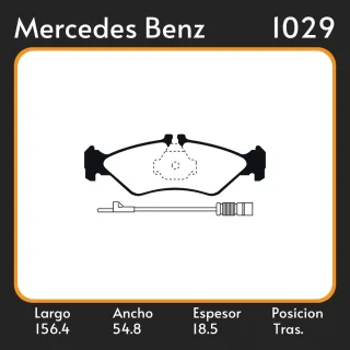 PASTILLAS DE FRENO  MERCEDES BENZ SPRINTER 3-T 308 - 310 - 312 - 314 95/ LAR. 156.4 ANC. 54.8 ESP. 18.5 POSC. TRAS. GUARDADO (624)