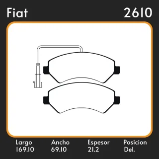 PASTILLAS DE FRENO  FIAT DUCATO IV 2.2 2017/… // JUMPER 2,2 17/… LAR. 169.1 ANC. 69.4 ESP. 21.2 POSC. DEL. GUARDADO 1196