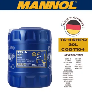 ACEITE LINEA PESADA  MANNOL 15W40 20L TS4 SHPD EXTRA CAJA (X1U) API CI4/CH4/CG4/SL - ACEA E7/A3/B4