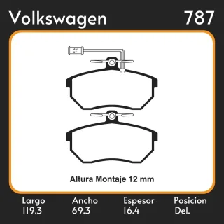 PASTILLAS DE FRENO  VOLKSWAGEN GOLF 1.8 GT - 1.9TD 91/ LAR. 119.3 ANC. 69.3 ESP. 16.4 POSC. DEL. GUARDADO (654) EQUIVALENCIAS LITTON 38552 MAZFREN 309