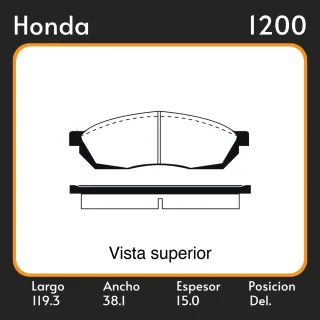 PASTILLAS DE FRENO  HONDA CIVIC 79/82 LAR. 119.3 ANC. 38.1 ESP. 15 POSC. DEL. GUARDADO (78) EQUIVALENCIAS LITTON 37850 FIMPEX 1070