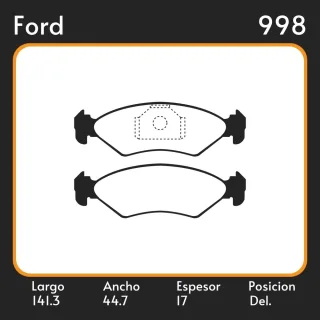 PASTILLAS DE FRENO  FORD KA 1.0 - 1.3 09/ LAR. 141.3 ANC. 44.7 ESP. 17 POSC. DEL. GUARDADO ()
