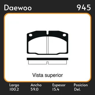 PASTILLAS DE FRENO  DAEWOO ESPERO 1.5 90/94 - ESPERO 2.0 90/ 94 LAR. 100.2 ANC. 59 ESP. 15.4 POSC. DEL. GUARDADO (40) EQUIVALENCIAS MAZFREN 3131 FRAS 