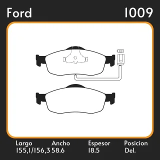 PASTILLAS DE FRENO  FORD MONDEO (08/96-11/00) LAR. 155.1/156.3 ANC. 58.6 ESP. 18.5 POSC. DEL. GUARDADO (331) EQUIVALENCIAS 331 3114/1 PD/352-A 1036 05