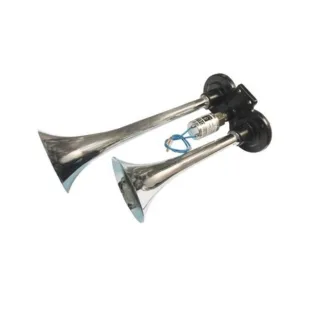 BOCINA AEROELECTRICA CROMADA 12V./24V. 2.5BAR/36PSI