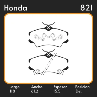 PASTILLAS DE FRENO  HONDA CIVIC (01/-) LAR. 118 ANC. 61.2 ESP. 15.5 POSC. DEL. GUARDADO (549) EQUIVALENCIAS FRAS LE PD/71 LITTON 39090 FIMPEX 1290