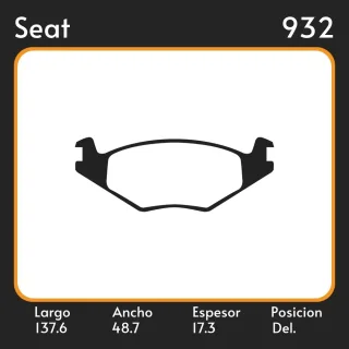 PASTILLAS DE FRENO  SEAT CORDOBA SEDAN/STATION WAGON (02/93-06/99) LAR. 137.6 ANC. 48.7 ESP. 17.3 POSC. DEL. GUARDADO (203) EQUIVALENCIAS LITTON 38832