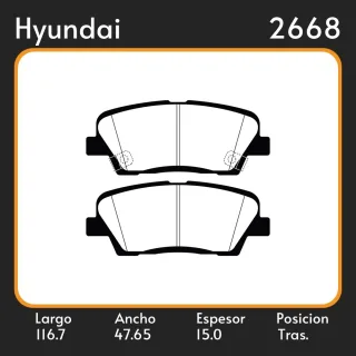 PASTILLAS DE FRENO KIA SORENTO  HYUNDAI SANTA FE 2.5 - 2.8 TURBO DIESEL 12 LAR. 116.7 ANC. 47.65 ESP. 15 POSC. TRAS. GUARDADO 996 EQUIVALENCIAS  FRAS 