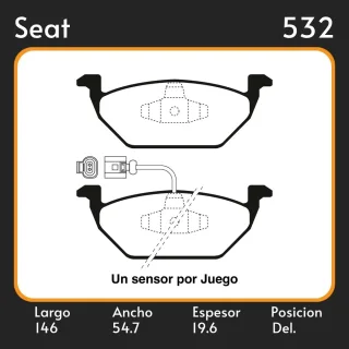 PASTILLAS DE FRENO  VOLKSWAGEN GOLF V (1K1)(10/03-) LAR. 146 ANC. 54.7 ESP. 19.6 POSC. DEL. GUARDADO (625) EQUIVALENCIAS LITTON 39152 FRAS LE PD/58-B 